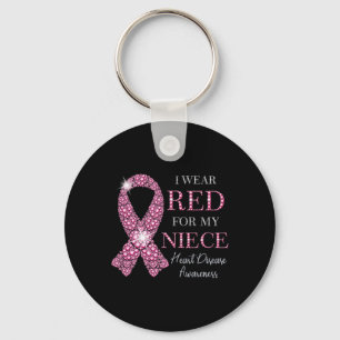 Wear Red For My Niece Red Ribbon Heart Disease Awa Key Ring