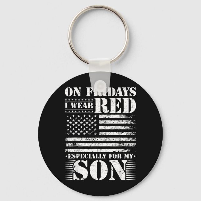 Wear RED for Son Remember Everyone Deployed RED Key Ring (Front)