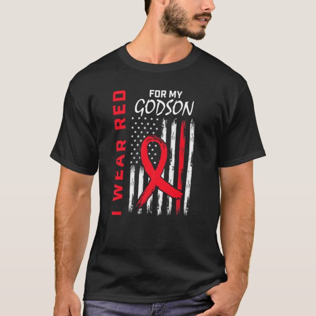 Wear Red Godson Heart Disease Awareness Flag Match T-Shirt (Front)