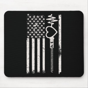 Wear Red In February Usa Flag For Heart Disease Aw Mouse Mat