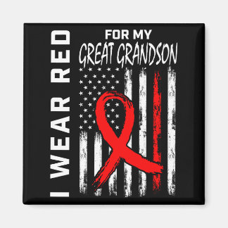 Wear Red Ribbon Great Grandson Heart Disease Aware Magnet