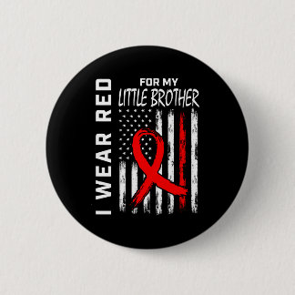 Wear Red Ribbon Little Brother Heart Disease Aware 6 Cm Round Badge