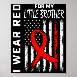 Wear Red Ribbon Little Brother Heart Disease Aware Poster