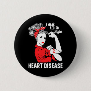 Wear Red To Fight Heart Disease Awareness Chd Mum  6 Cm Round Badge