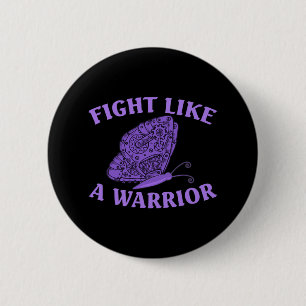 Wear Ribbon Purple Butterfly Warrior Fibromyalgia 6 Cm Round Badge