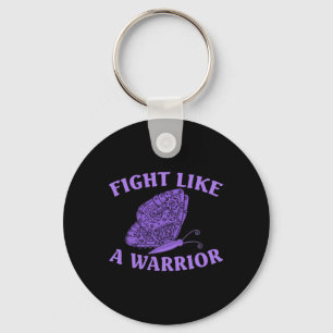 Wear Ribbon Purple Butterfly Warrior Fibromyalgia  Key Ring