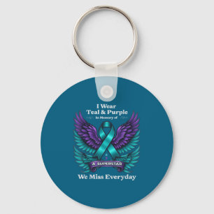 Wear Teal &amp; Purple In Memory Of A Loved One Aw Key Ring