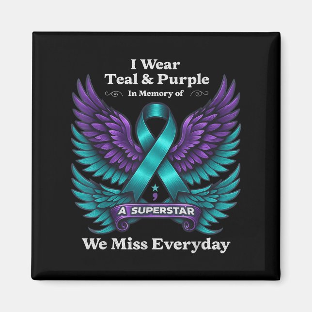 Wear Teal &amp; Purple In Memory Of A Loved One Aw Magnet (Front)
