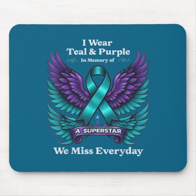 Wear Teal &amp; Purple In Memory Of A Loved One Aw Mouse Mat (Front)