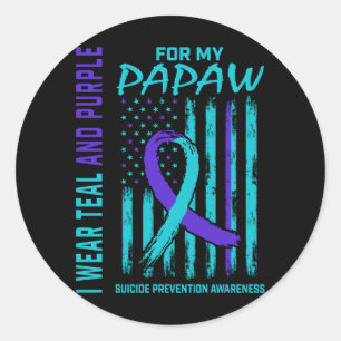 Wear Teal And Purple Awareness Shirt Papaw Flag Classic Round Sticker