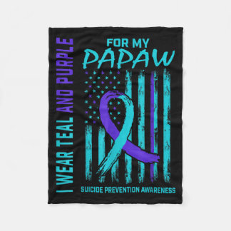 Wear Teal And Purple Awareness Shirt Papaw Flag Fleece Blanket