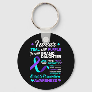 Wear Teal And Purple For My Grandaughter Suicide P Key Ring