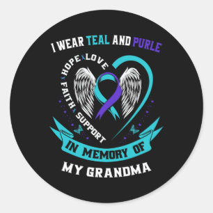 Wear Teal And Purple For My Grandma Suicide Awaren Classic Round Sticker