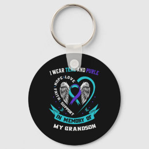Wear Teal And Purple For My Grandson Suicide Aware Key Ring