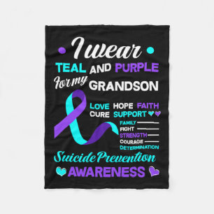 Wear Teal And Purple For My Grandson Suicide Preve Fleece Blanket