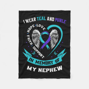 Wear Teal And Purple For My Nephew Suicide Awarene Fleece Blanket