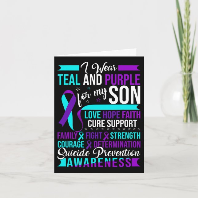 Wear Teal And Purple For My Son Suicide Prevention Card (Front)