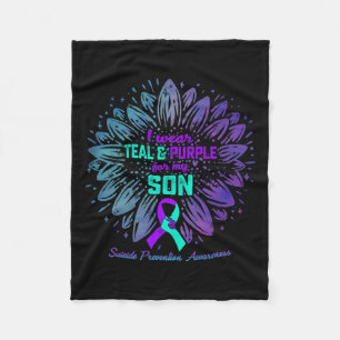 Wear Teal And Purple For My Son Suicide Prevention Fleece Blanket