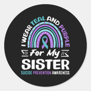 Wear Teal And Purple For Sister Prevention Design Classic Round Sticker