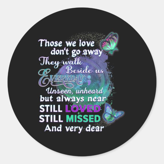 Wear Teal And Purple For Someone I Miss Suicide Pr Classic Round Sticker (Front)