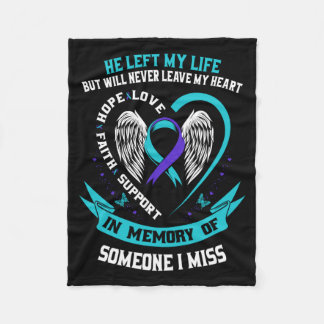 Wear Teal And Purple For Someone Miss Suicide Fleece Blanket