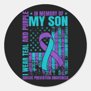 Wear Teal And Purple For Son Prevention Design Classic Round Sticker
