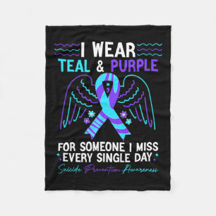 Wear Teal And Purple For Suicide Prevention Awaren Fleece Blanket