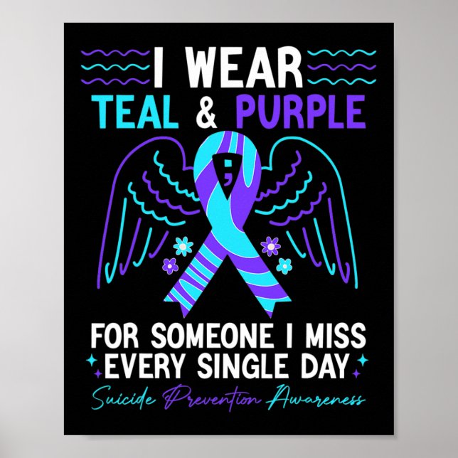 Wear Teal And Purple For Suicide Prevention Awaren Poster (Front)