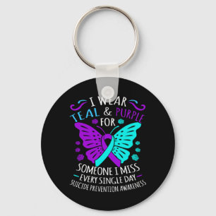 Wear Teal And Purple Happy Awareness Support Key Ring