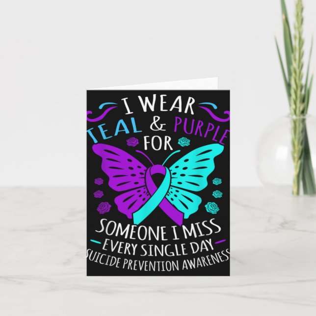 Wear Teal And Purple Happy Suicide Awareness Sup  Card (Front)