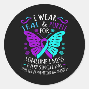 Wear Teal And Purple Happy Suicide Awareness Sup  Classic Round Sticker