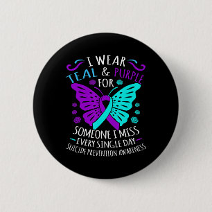 Wear Teal And Purple Happy Suicide Awareness Suppo 6 Cm Round Badge