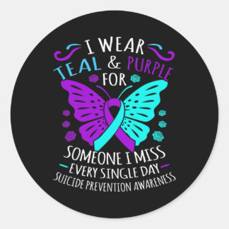 Wear Teal And Purple Happy Suicide Awareness Suppo Classic Round Sticker