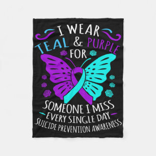 Wear Teal And Purple Happy Suicide Awareness Suppo Fleece Blanket