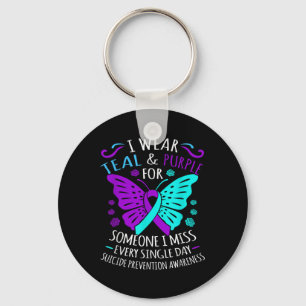 Wear Teal And Purple Happy Suicide Awareness Suppo Key Ring