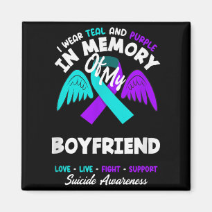 Wear Teal And Purple In Memory Of Boyfriend Design Magnet