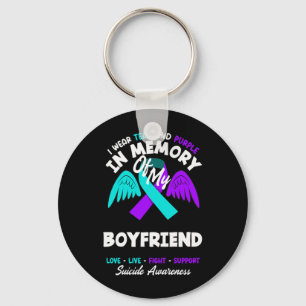 Wear Teal And Purple In Memory Of Boyfriend Key Ring
