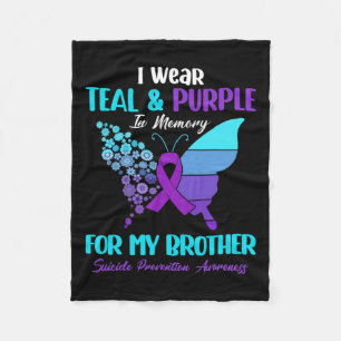 Wear Teal And Purple In Memory Of Brother Suicide Fleece Blanket