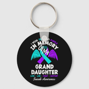 Wear Teal And Purple In Memory Of Granddaughter Key Ring
