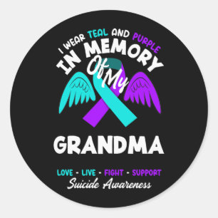Wear Teal And Purple In Memory Of Grandma Design Classic Round Sticker