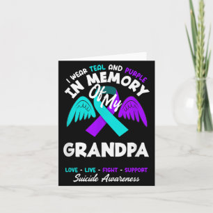 Wear Teal And Purple In Memory Of Grandpa Design Card
