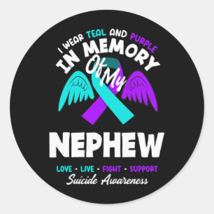 Wear Teal And Purple In Memory Of Nephew Design Classic Round Sticker