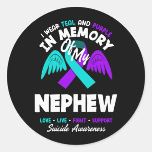 Wear Teal And Purple In Memory Of Nephew Design Classic Round Sticker