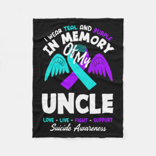 Wear Teal And Purple In Memory Of Uncle Design Fleece Blanket