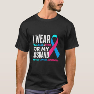 Wear Teal Blue Pink For My Husband Thyroid Cancer T-Shirt