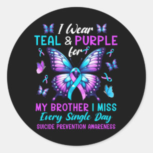 Wear Teal Purple For Brother Prevention Awareness Classic Round Sticker