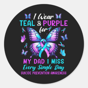 Wear Teal Purple For Dad Suicide Prevention Classic Round Sticker