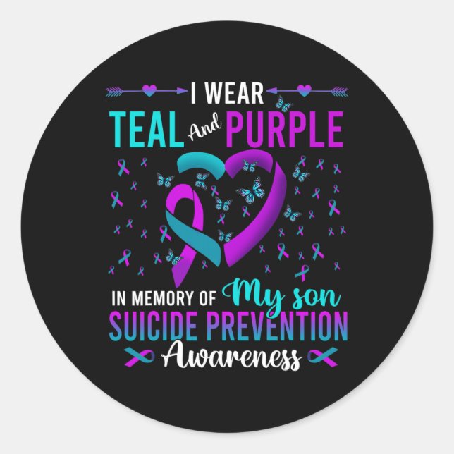 Wear Teal Purple For My Son Suicide Prevention Awa Classic Round Sticker (Front)
