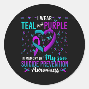 Wear Teal Purple For My Son Suicide Prevention Awa Classic Round Sticker