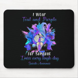 Wear Teal Purple For Someone Gnome Suicide Awarene Mouse Mat